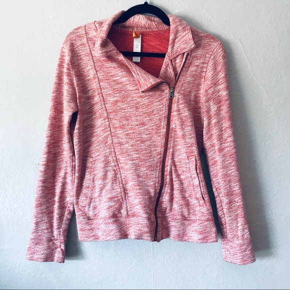 Lucy Jackets & Blazers - LUCY Pink Asymmetrical Moto Elbow Patch Jacket